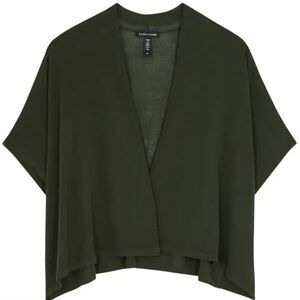 EILEEN FISHER ORGANIC COTTON DARK GREEN SWEATER SHRUG DOLMAN SLEEVES XS $285
